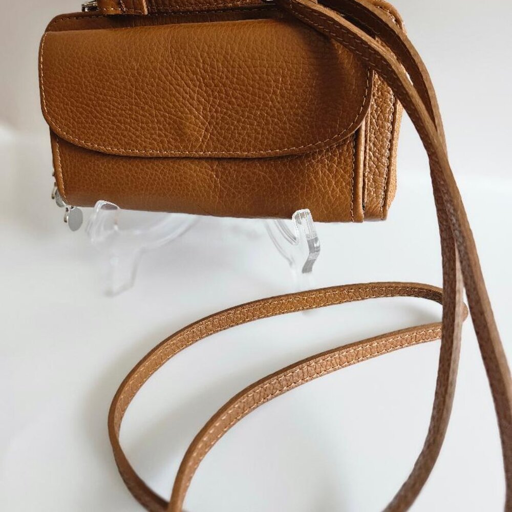 Vera Pelle brown crossbody pebbled leather borse wallet/clutch - Italy - Picture 5 of 6